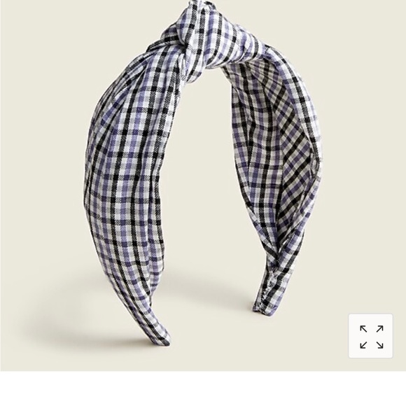 NWT J. Crew Knot Headband in Lightweight Plaid Flannel - Black/Purple/White - Picture 7 of 7